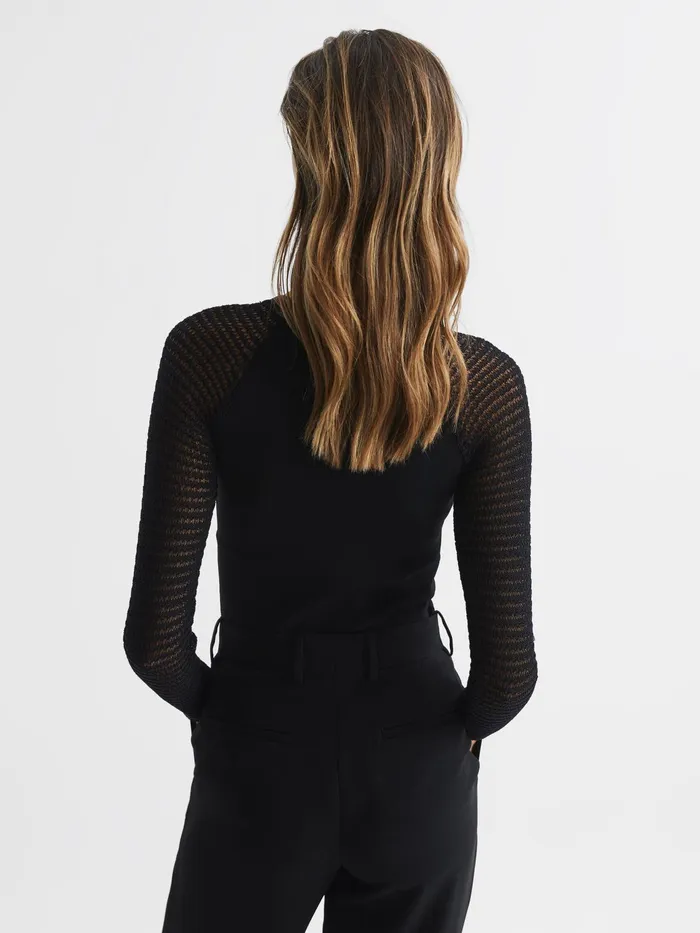 Reiss Knitwear Maria Sheer Twist Front Jumper Black 8211 Women