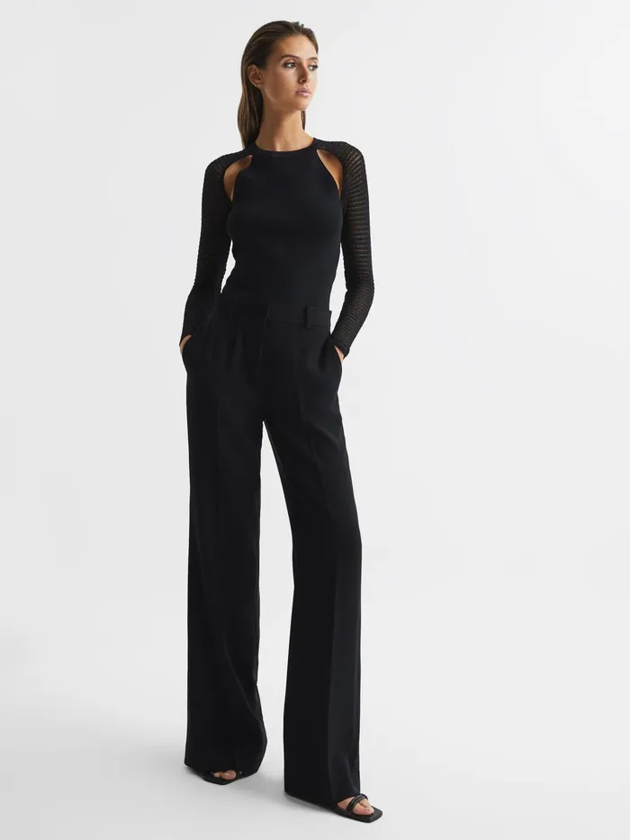 Reiss Knitwear Maria Sheer Twist Front Jumper Black 8211 Women