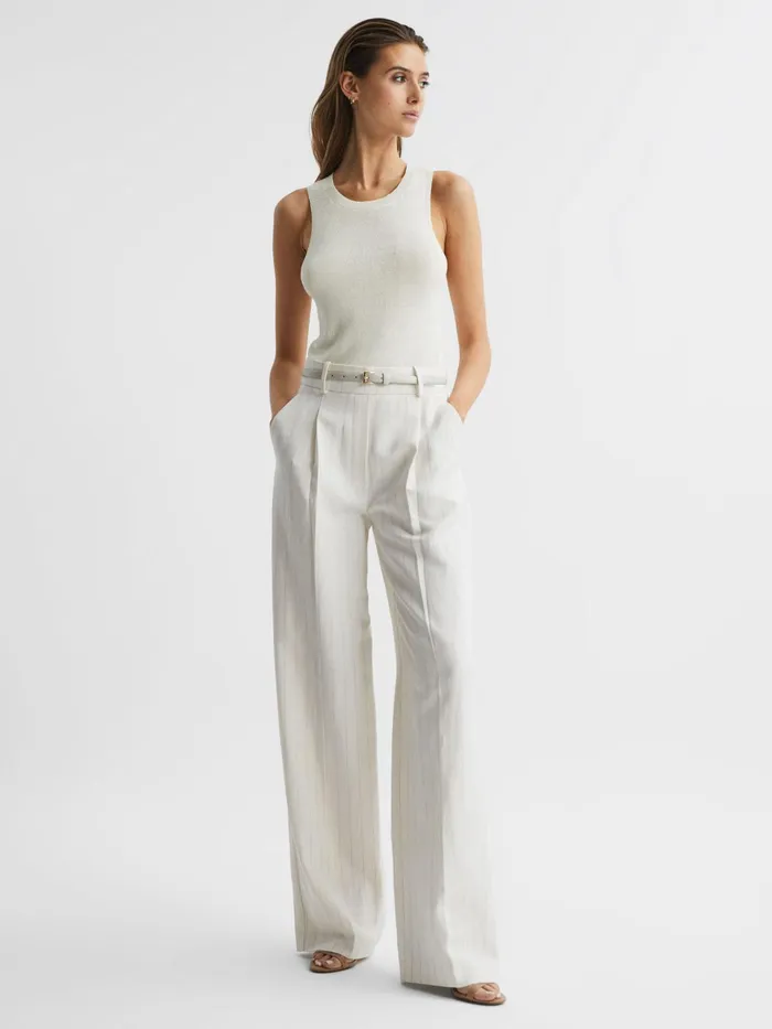 Reiss Knitwear Piper Knitted Linen Vest Cream 8211 Women