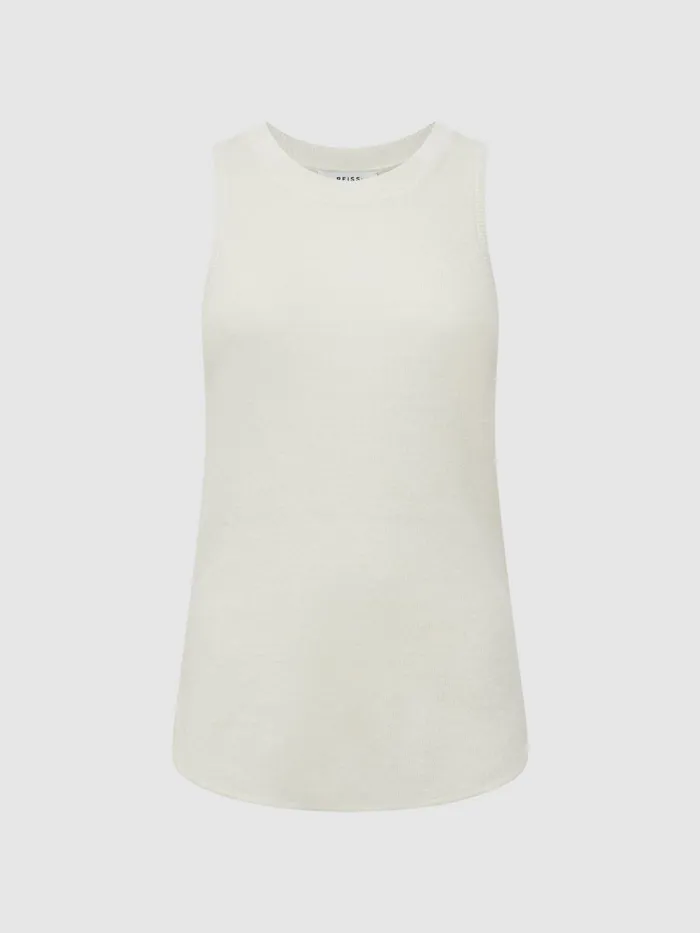 Reiss Knitwear Piper Knitted Linen Vest Cream 8211 Women