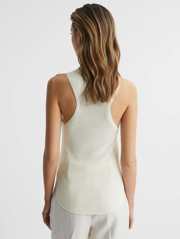 Reiss Knitwear Piper Knitted Linen Vest Cream 8211 Women