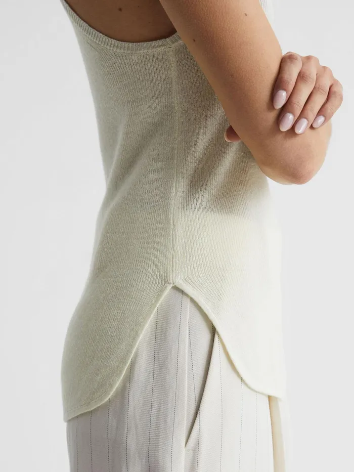 Reiss Knitwear Piper Knitted Linen Vest Cream 8211 Women