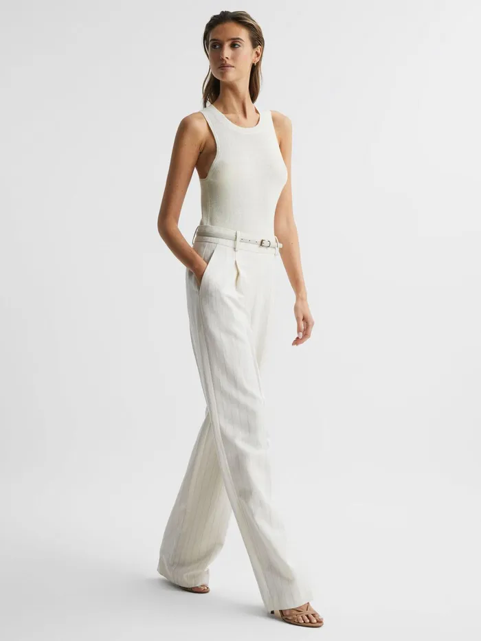 Reiss Knitwear Piper Knitted Linen Vest Cream 8211 Women