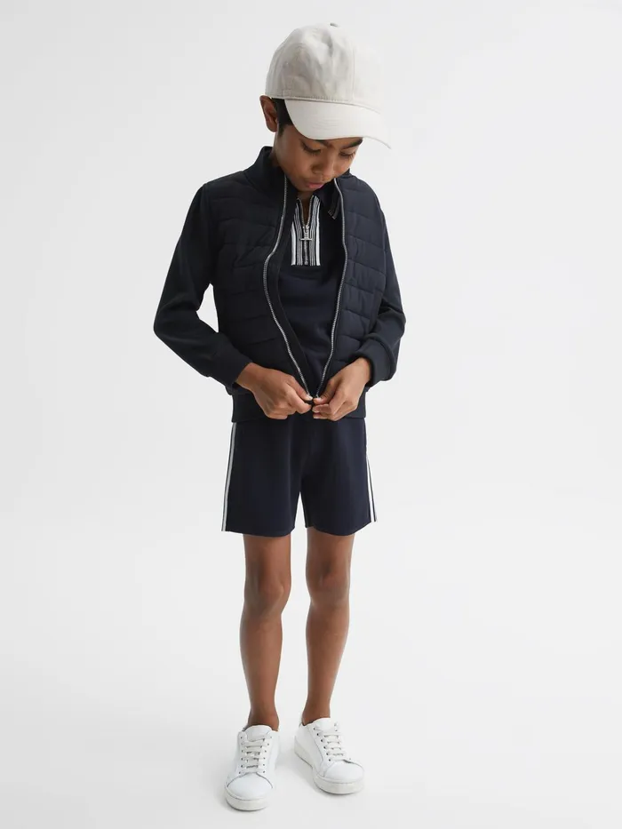 Reiss Knitwear Regency HalfZip Striped TShirt Navy 8211 Children