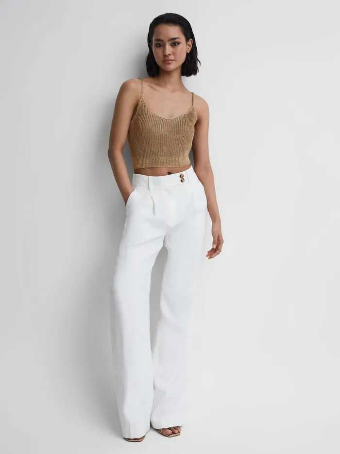Reiss Knitwear Rhianna Metallic Cropped Vest Gold 8211 Women
