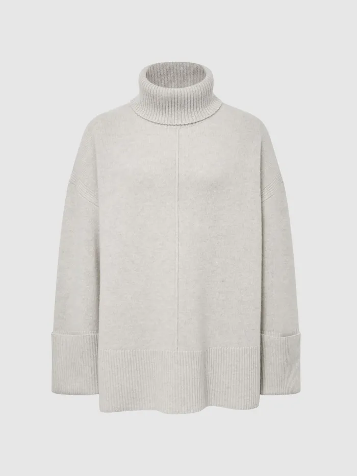 Reiss Knitwear Sarah Cashmere Blend Roll Neck Jumper Grey Marl 8211 Women