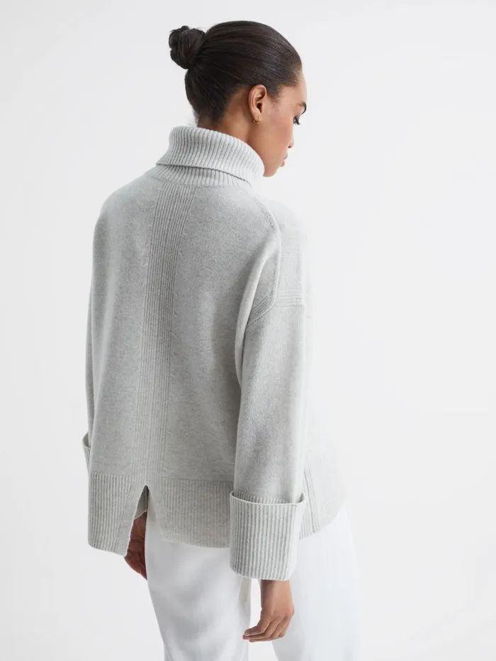 Reiss Knitwear Sarah Cashmere Blend Roll Neck Jumper Grey Marl 8211 Women