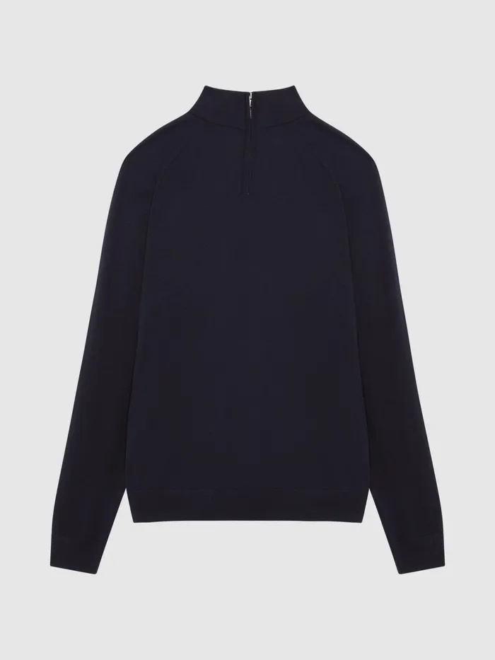 Reiss Knitwear Sierra Merino Silk Slim Fit Zip Neck Jumper Airforce Blue 8211 Men