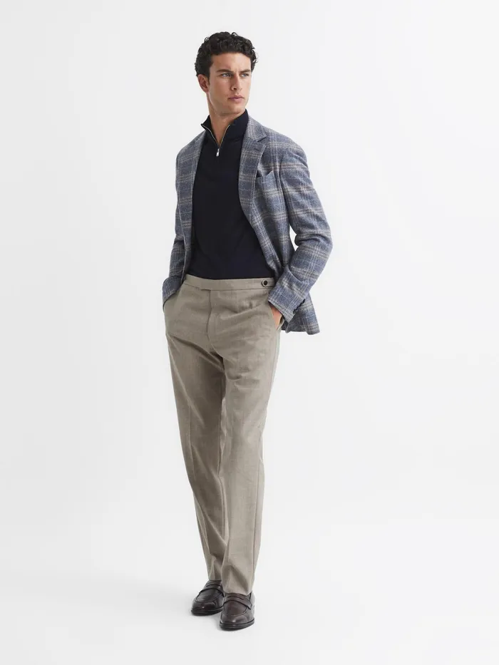 Reiss Knitwear Sierra Merino Silk Slim Fit Zip Neck Jumper Airforce Blue 8211 Men