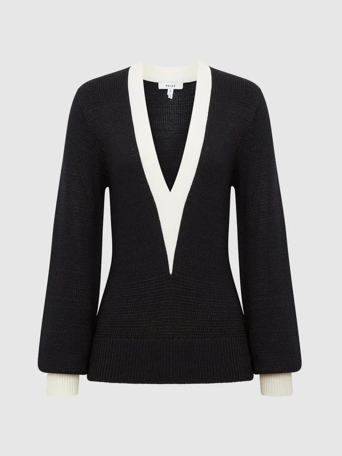 Reiss Knitwear Talitha Contrast Trim Knitted Jumper Black 8211 Women