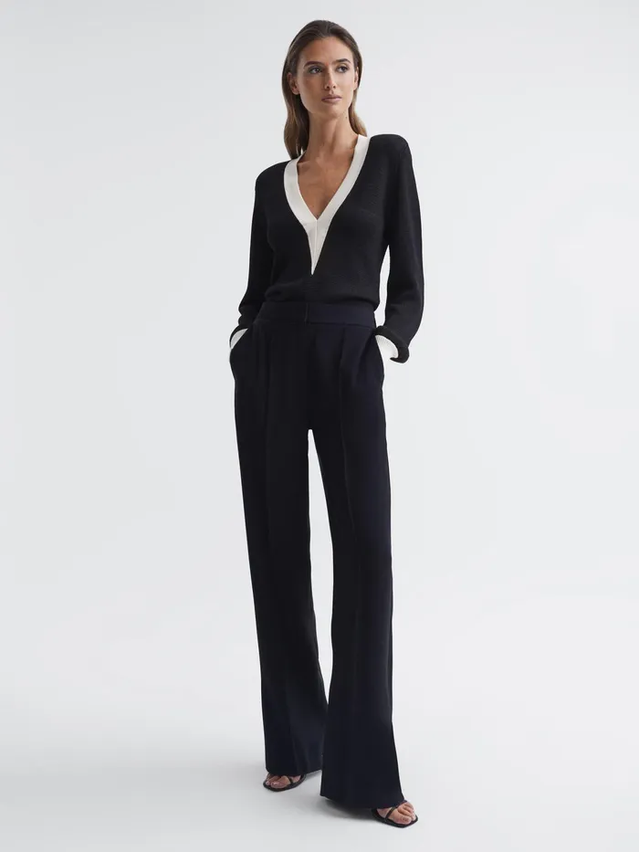 Reiss Knitwear Talitha Contrast Trim Knitted Jumper Black 8211 Women