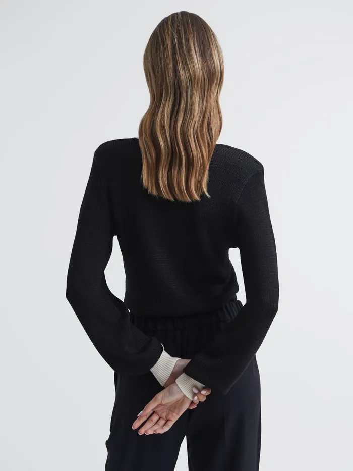 Reiss Knitwear Talitha Contrast Trim Knitted Jumper Black 8211 Women