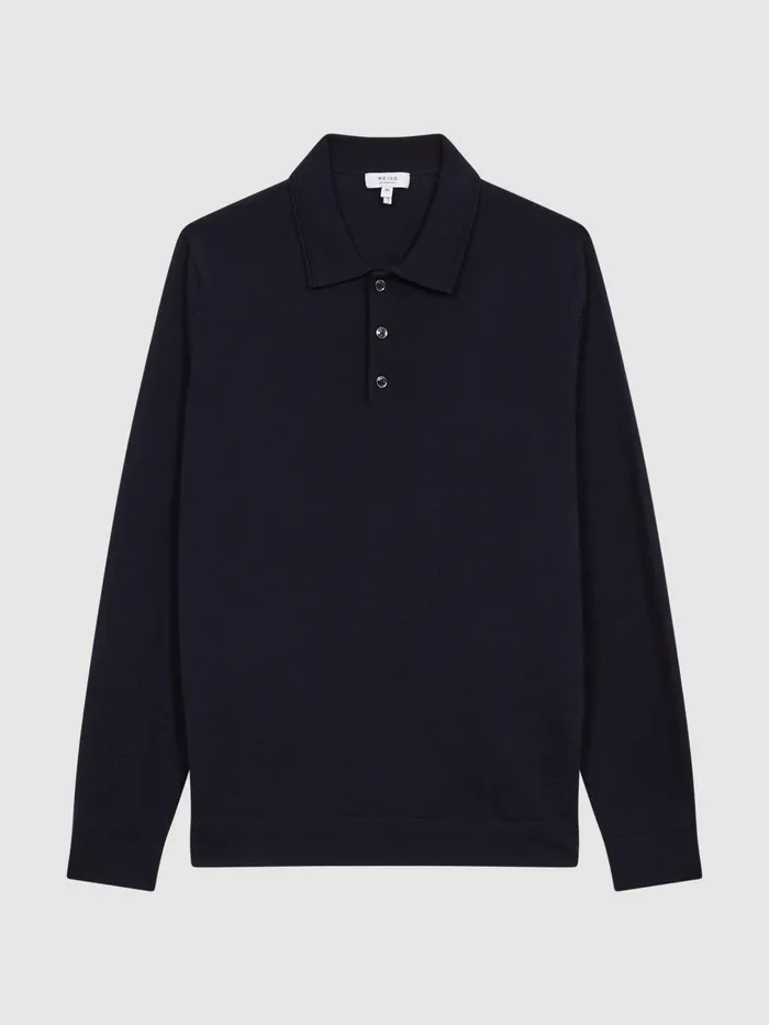 Reiss Knitwear Trafford Merino Wool Polo Shirt Bordeaux 8211 Men