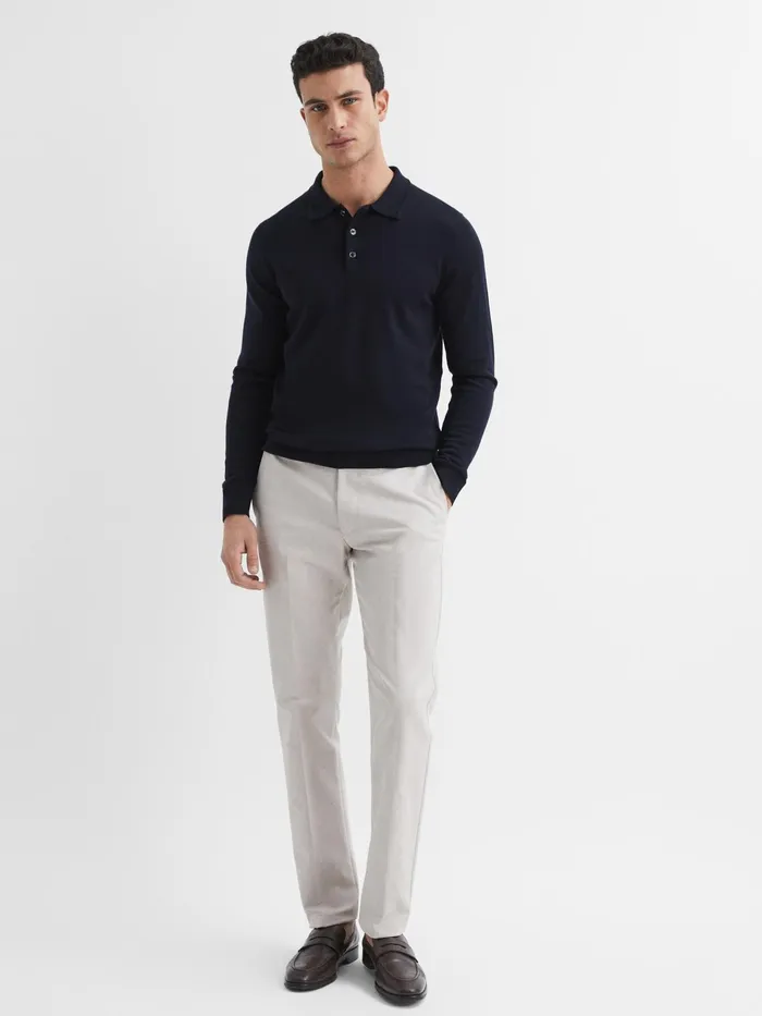 Reiss Knitwear Trafford Merino Wool Polo Shirt Bordeaux 8211 Men