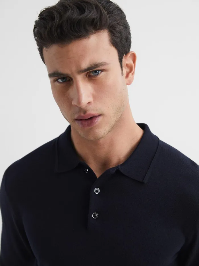 Reiss Knitwear Trafford Merino Wool Polo Shirt Bordeaux 8211 Men