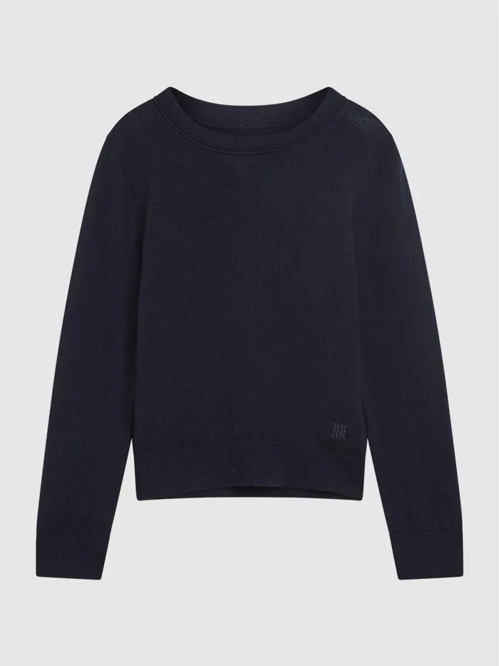 Reiss Knitwear Wessex Junior Crew Neck Knitted Jumper Navy 8211 Children