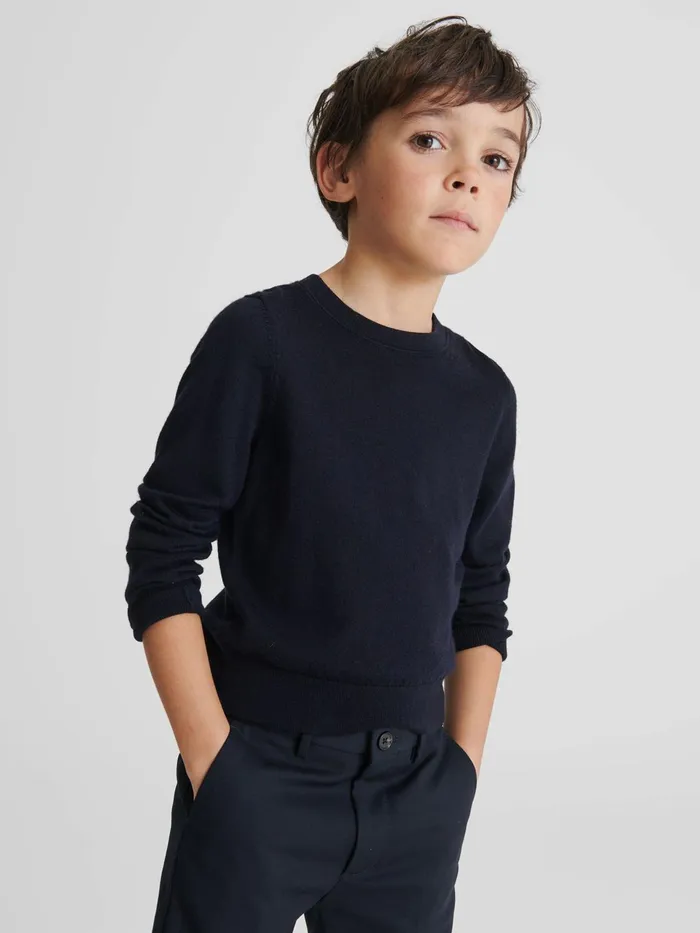 Reiss Knitwear Wessex Junior Crew Neck Knitted Jumper Navy 8211 Children