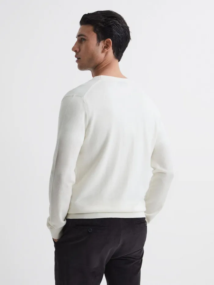 Reiss Knitwear West Merino Wool Cardigan Blanco 8211 Men