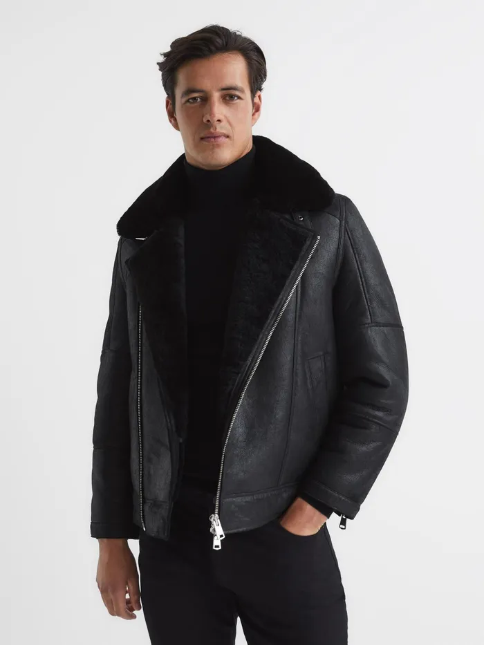 Reiss Leather Jackets Aka Sherpa Suede Jacket Black 8211 Men