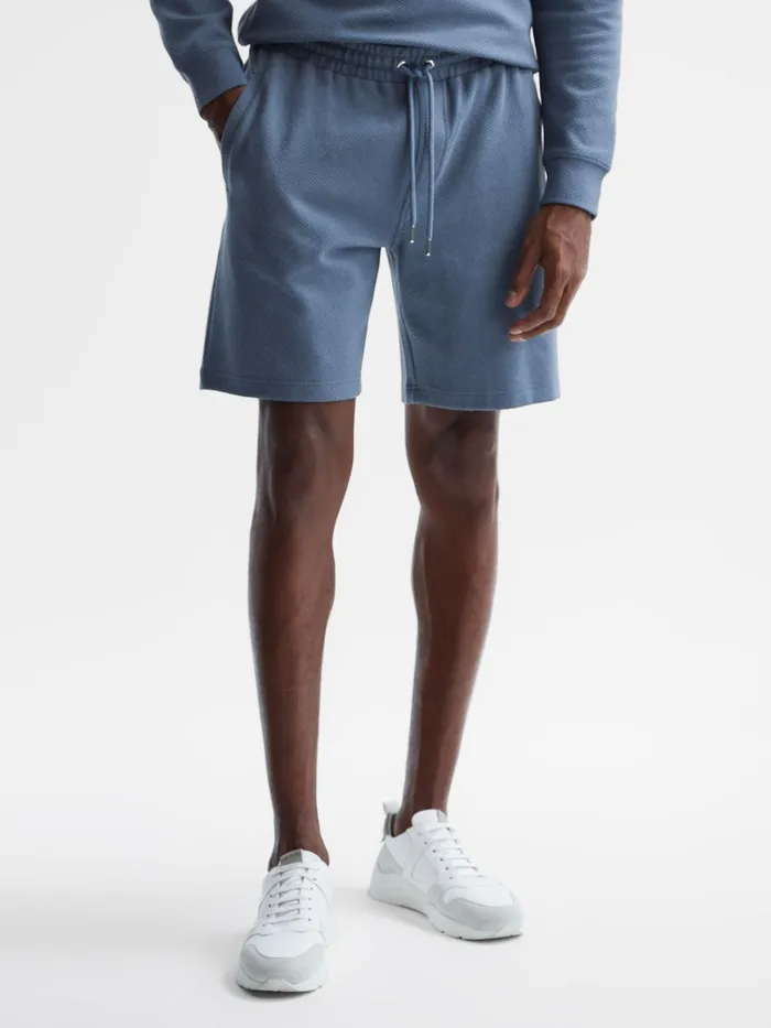 Reiss Loungewear and Nightwear Robin Textured Drawstring Shorts Airforce Blue 8211 Men