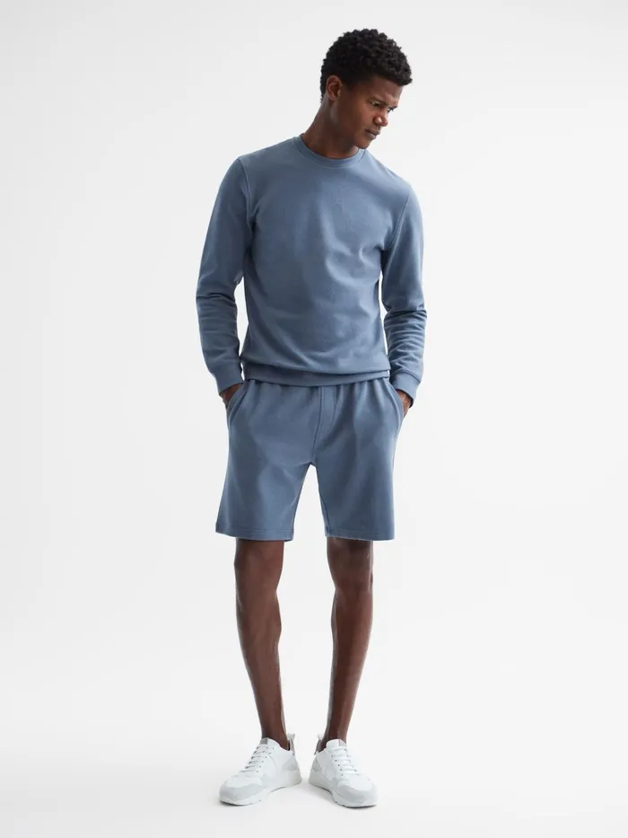 Reiss Loungewear and Nightwear Robin Textured Drawstring Shorts Airforce Blue 8211 Men