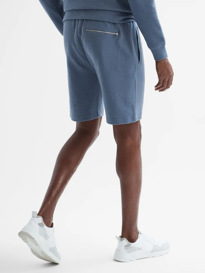 Reiss Loungewear and Nightwear Robin Textured Drawstring Shorts Airforce Blue 8211 Men