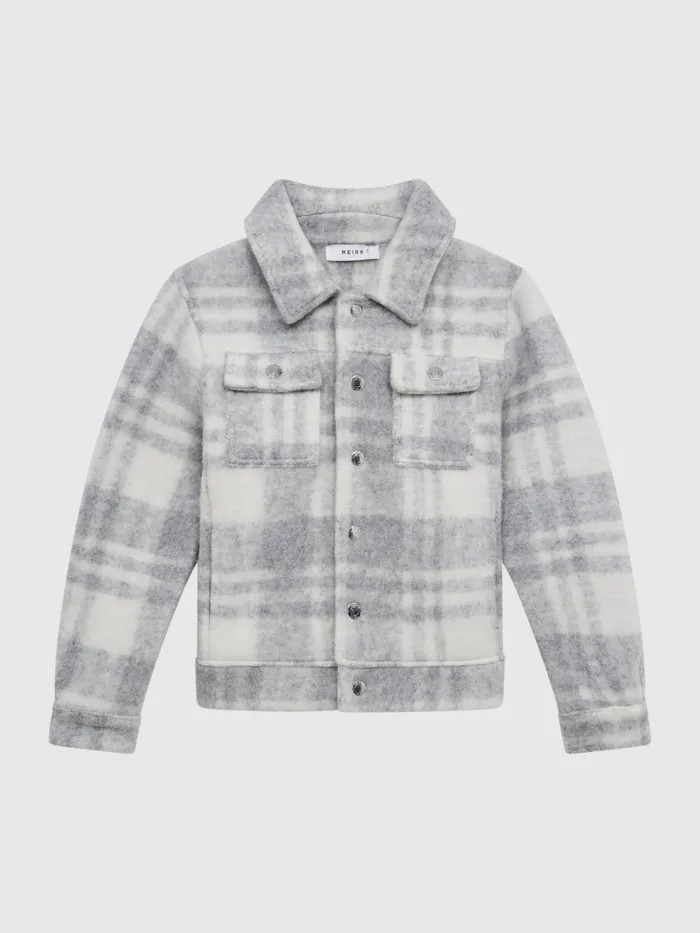 Reiss Overshirts Titan Checked Overshirt Greyecru 8211 Children
