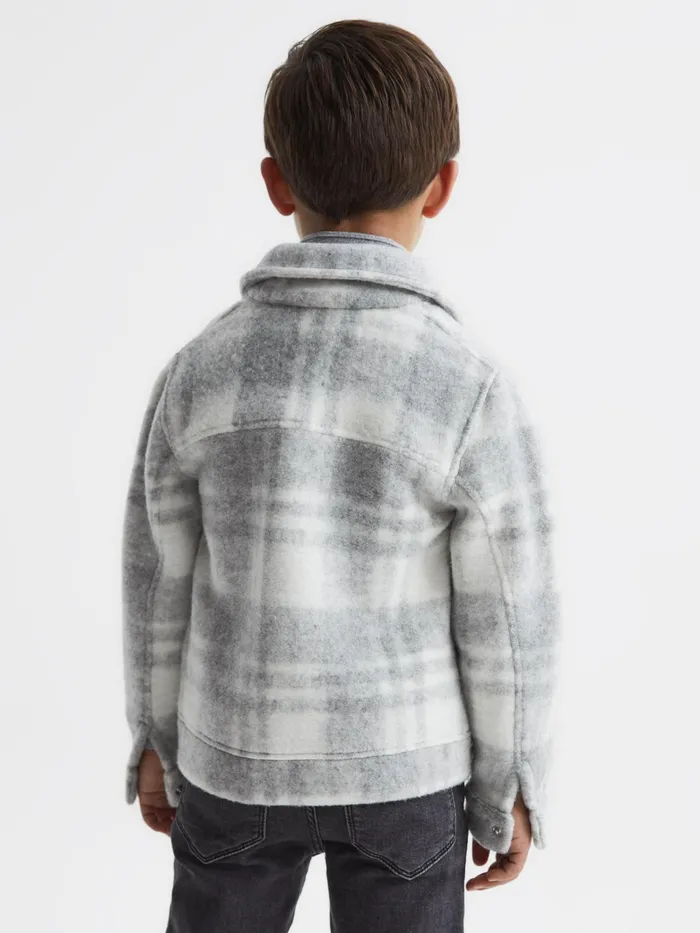 Reiss Overshirts Titan Checked Overshirt Greyecru 8211 Children