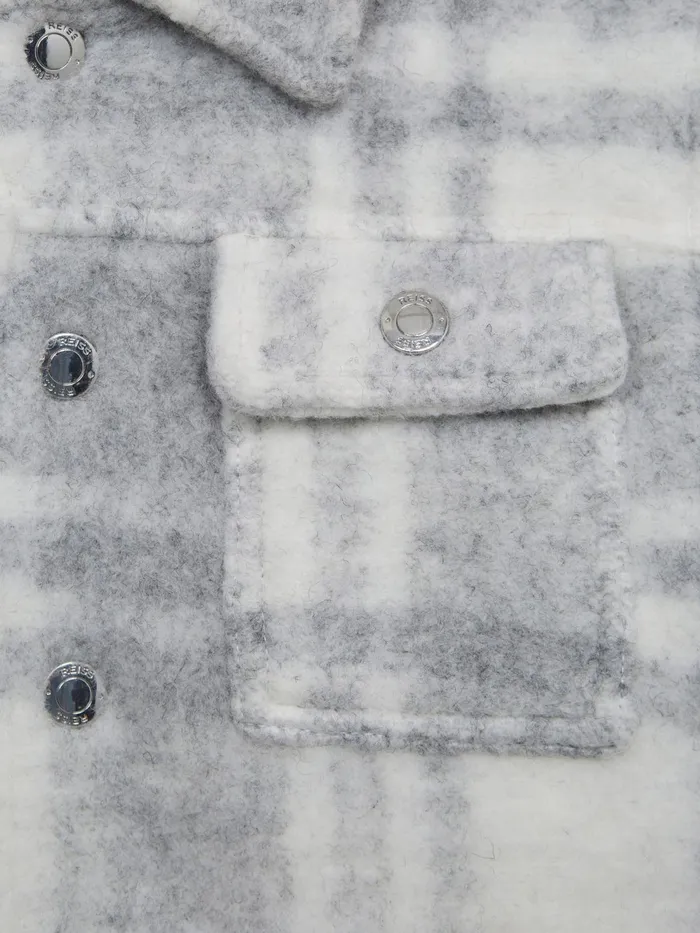 Reiss Overshirts Titan Checked Overshirt Greyecru 8211 Children
