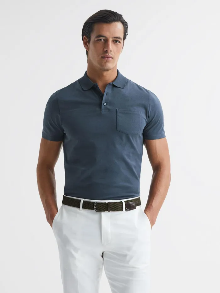Reiss Polo Shirts Austin Polo Shirt Steel Blue 8211 Men