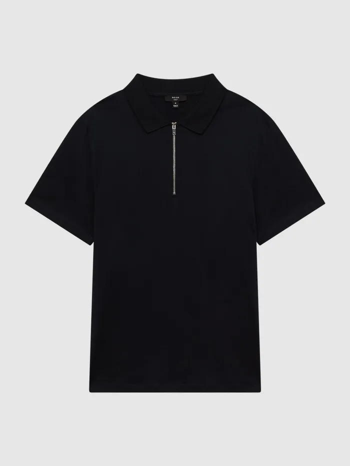 Reiss Polo Shirts Belfry Mercerised Egyptian Cotton Polo Shirt Navy 8211 Men