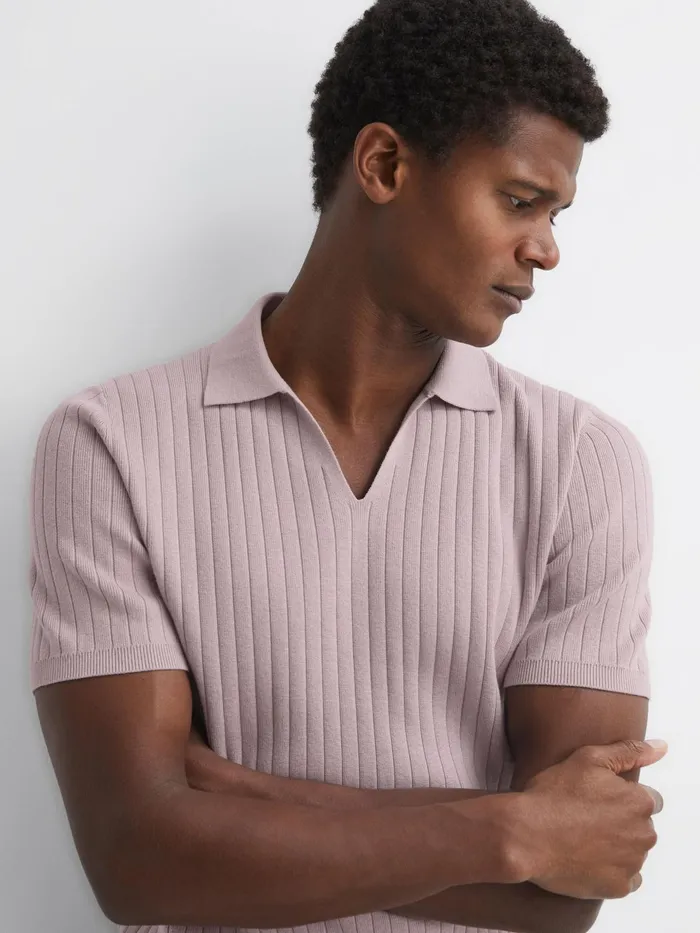 Reiss Polo Shirts Felix Slim Fit Short Sleeve Open Collar Ribbed Polo Shirt Cherry Pink 8211 Men Reiss Polo Shirts Felix Slim Fit Short Sleeve Open Collar Ribbed Polo Shirt Cherry Pink 8211 Men