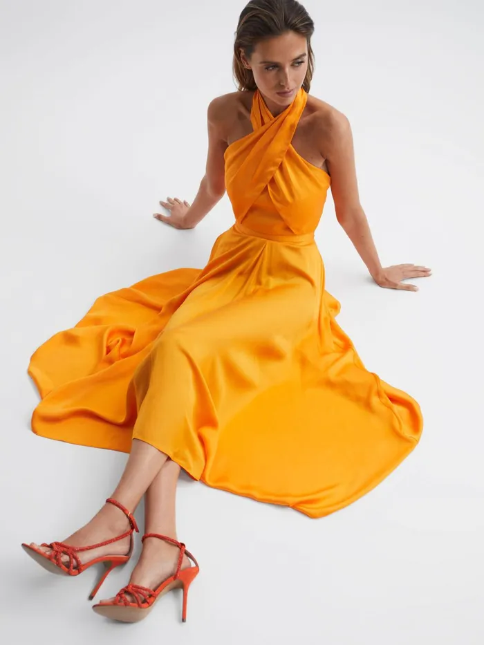 Reiss Sandals Eryn Embellished Heeled Sandals Bright Orange 8211 Women