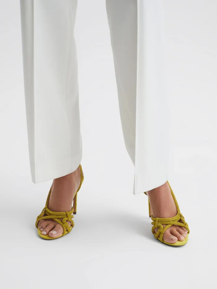 Reiss Sandals Eryn Embellished Heeled Sandals Yellow 8211 Women
