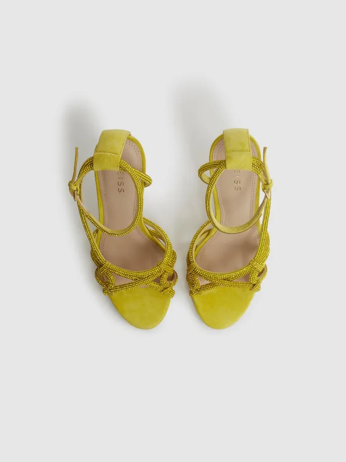 Reiss Sandals Eryn Embellished Heeled Sandals Yellow 8211 Women