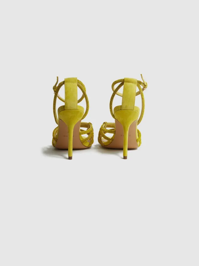Reiss Sandals Eryn Embellished Heeled Sandals Yellow 8211 Women
