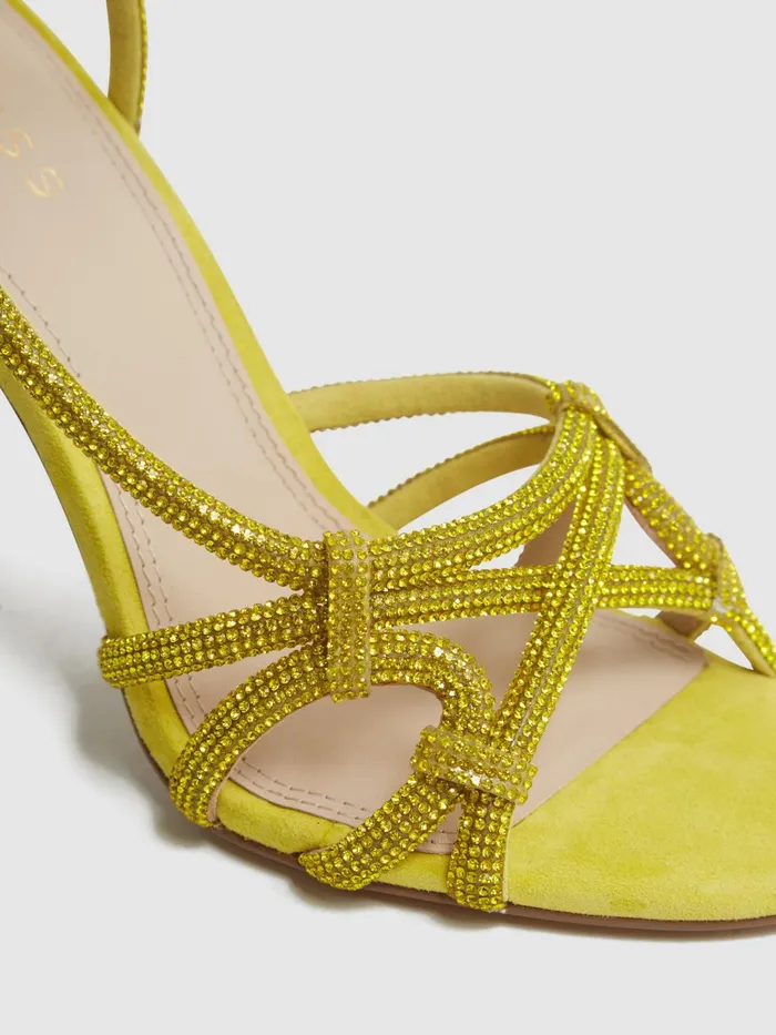 Reiss Sandals Eryn Embellished Heeled Sandals Yellow 8211 Women