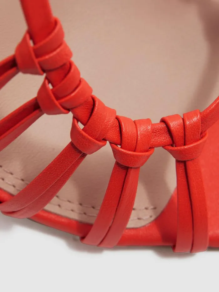 Reiss Sandals Eva Leather Strappy Heels Coral 8211 Women