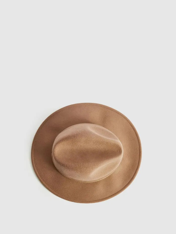 Reiss Scarves Hats and Gloves Ashbourne Wool Fedora Hat Camel 8211 Women