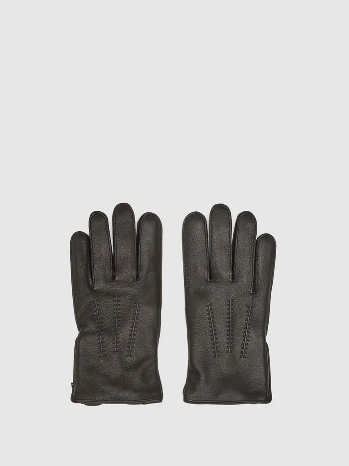 Reiss Scarves Hats and Gloves Iowa Leather Gloves Black 8211 Men