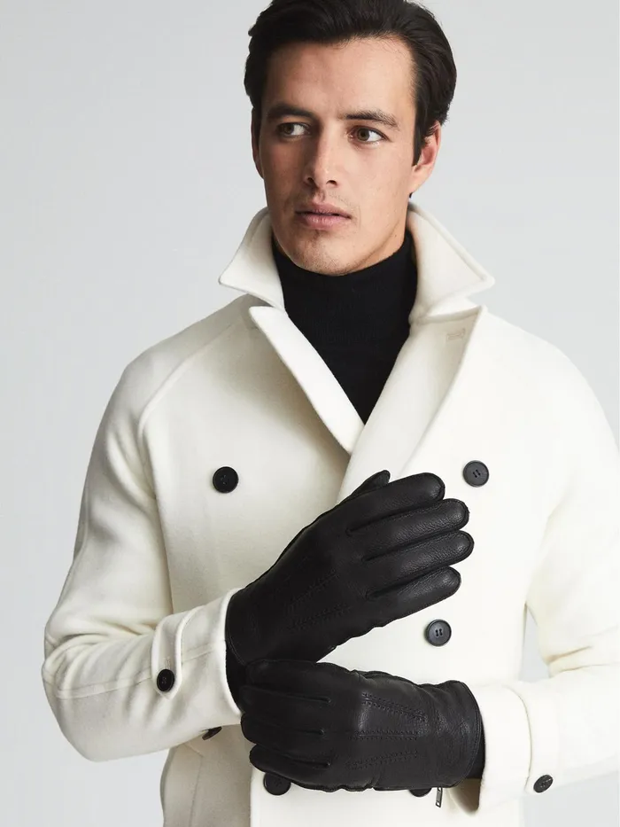 Reiss Scarves Hats and Gloves Iowa Leather Gloves Black 8211 Men