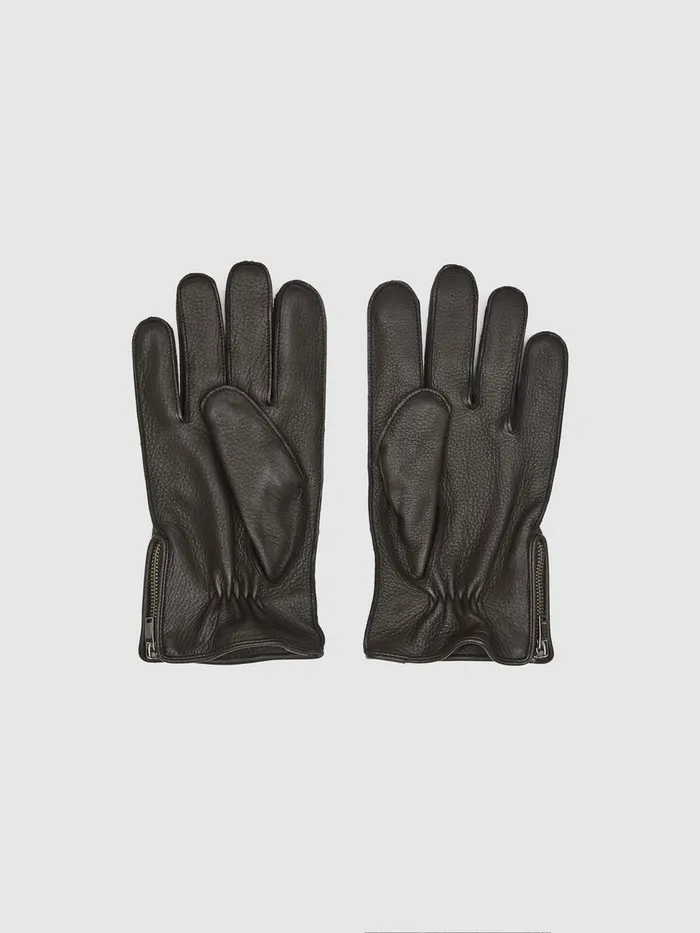 Reiss Scarves Hats and Gloves Iowa Leather Gloves Black 8211 Men
