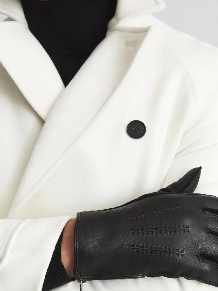 Reiss Scarves Hats and Gloves Iowa Leather Gloves Black 8211 Men