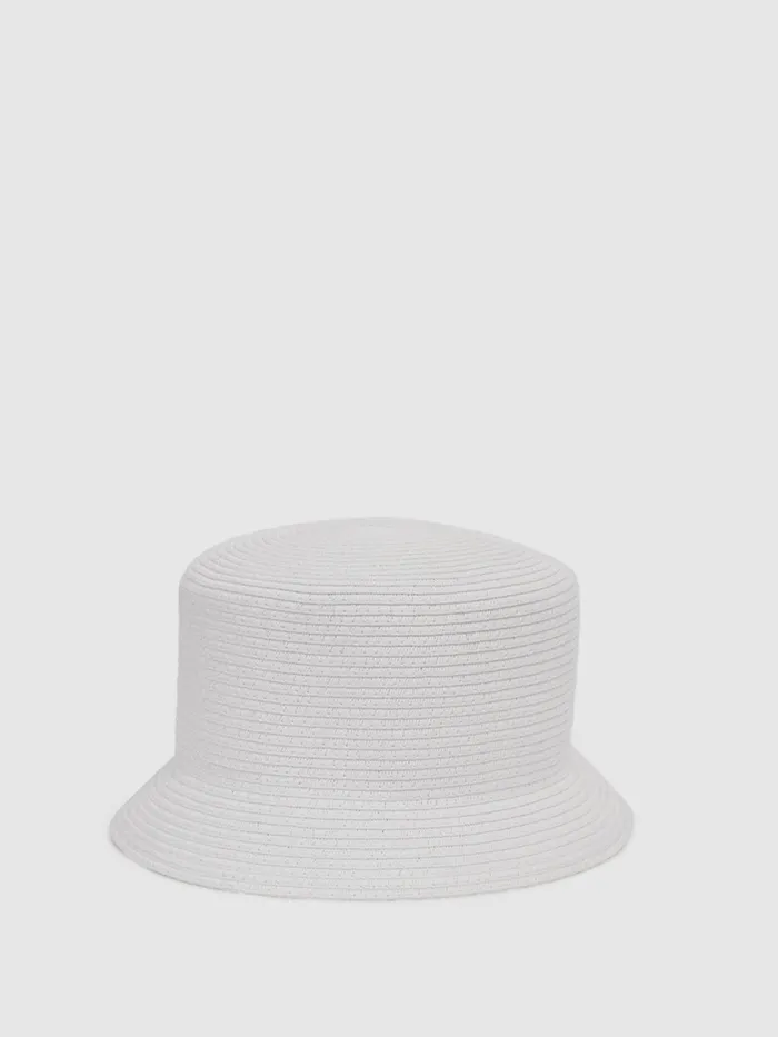 Reiss Scarves Hats and Gloves Lexi Bucket Woven Bucket Hat White 8211 Women