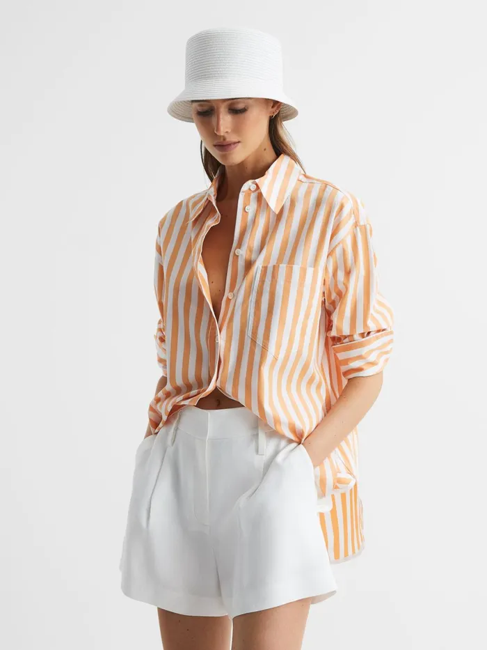Reiss Scarves Hats and Gloves Lexi Bucket Woven Bucket Hat White 8211 Women