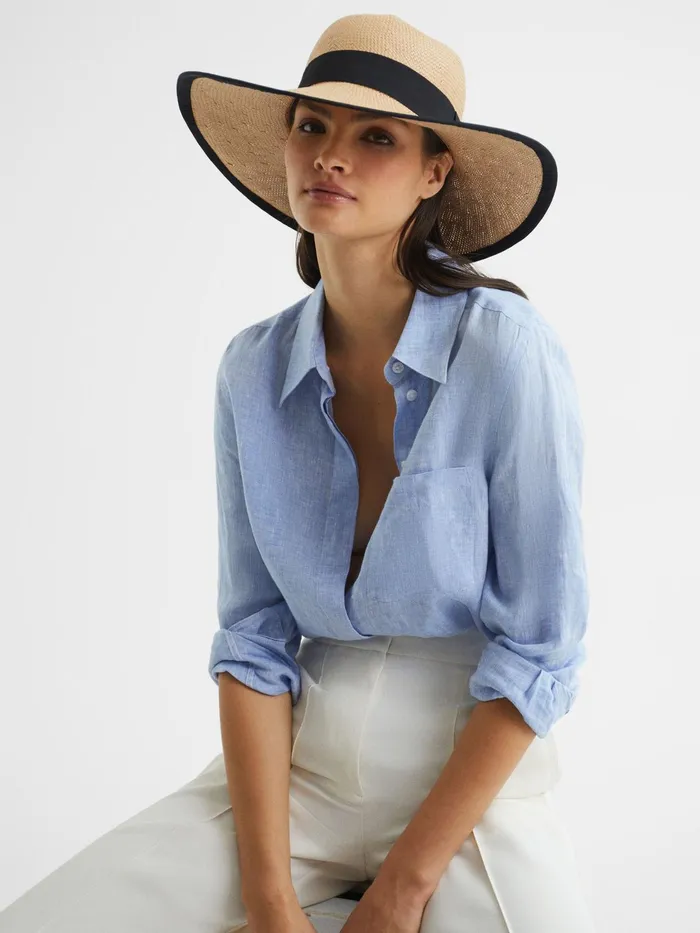 Reiss Scarves Hats and Gloves Nina Raffia Woven Wide Brim Hat Natural 8211 Women