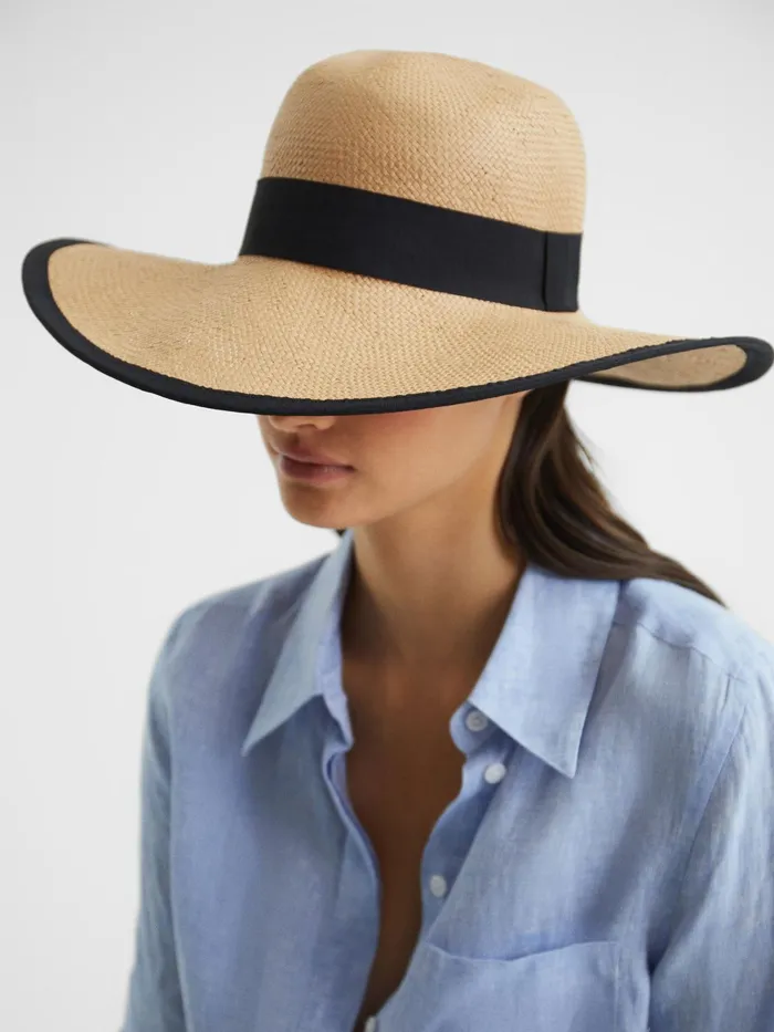 Reiss Scarves Hats and Gloves Nina Raffia Woven Wide Brim Hat Natural 8211 Women