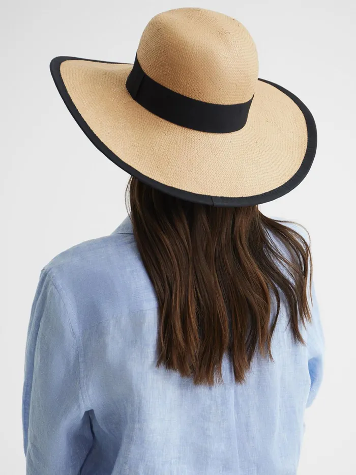 Reiss Scarves Hats and Gloves Nina Raffia Woven Wide Brim Hat Natural 8211 Women