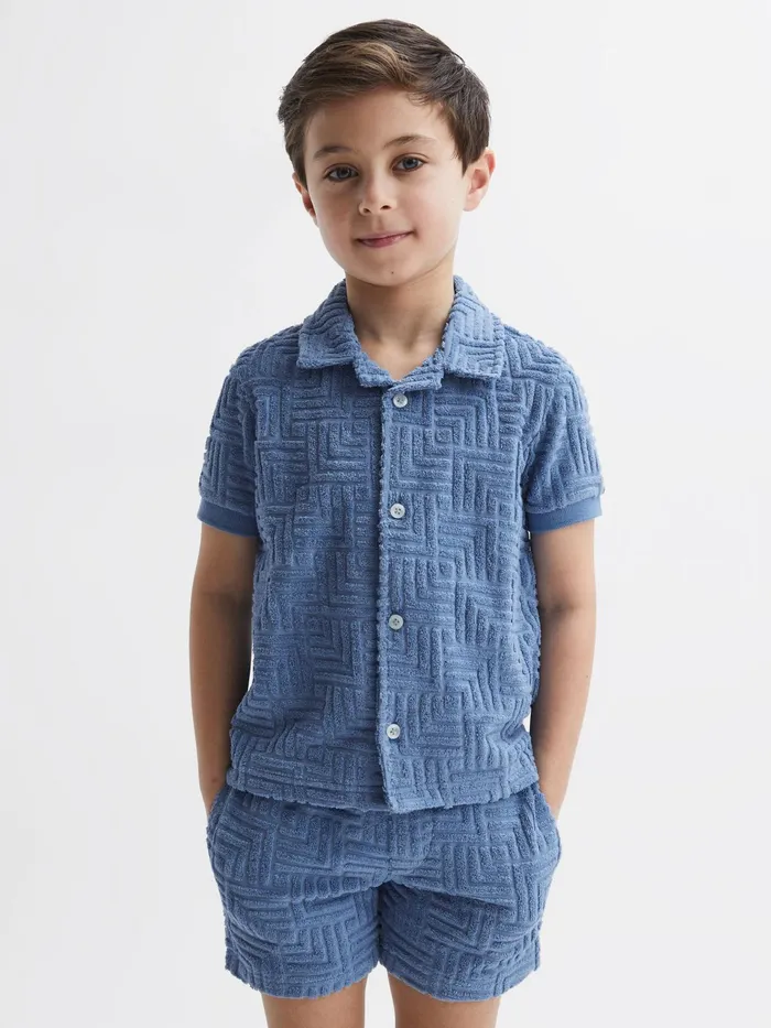 Reiss Shirts Algarve Terry Towelling Shirt Airforce Blue 8211 Children