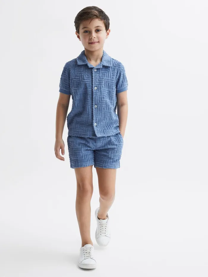 Reiss Shirts Algarve Terry Towelling Shirt Airforce Blue 8211 Children